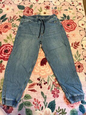 ME+EM Medium Blue Elastic Waist Denim Jeans.